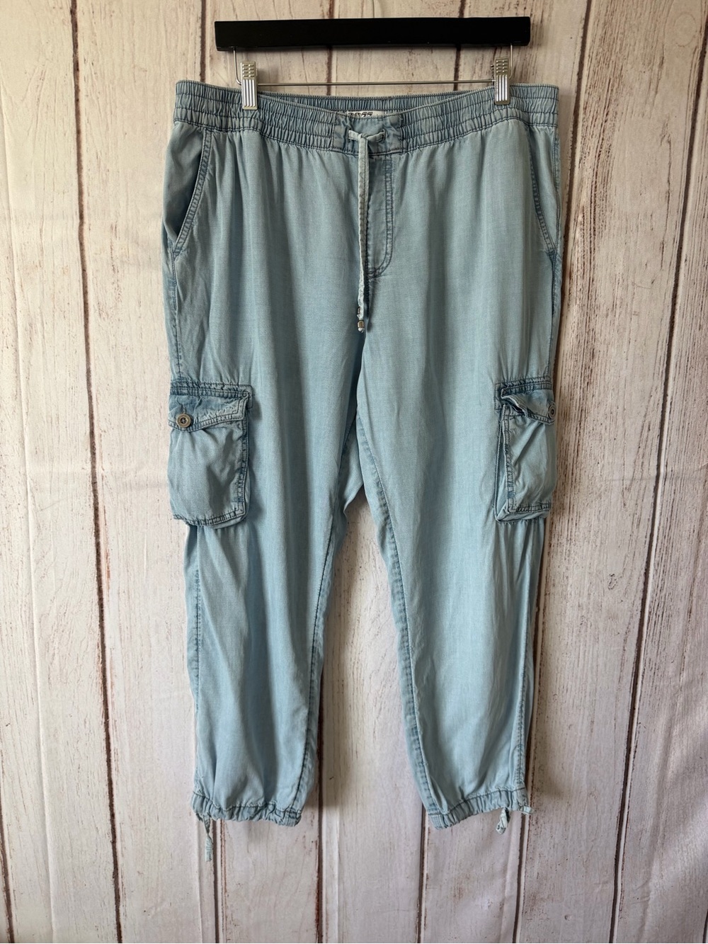 DD77 Light Wash 100% Tencel Cargo Jogger Pants Size Large
